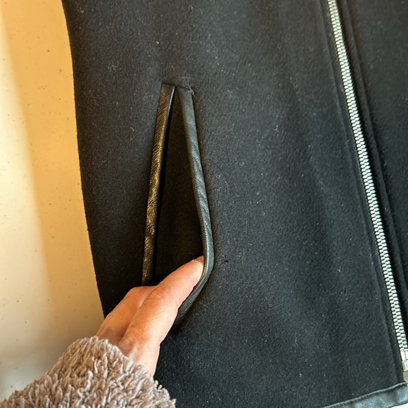 Sandro Leather And Wool Biker Jacket - Picture 10 of 14